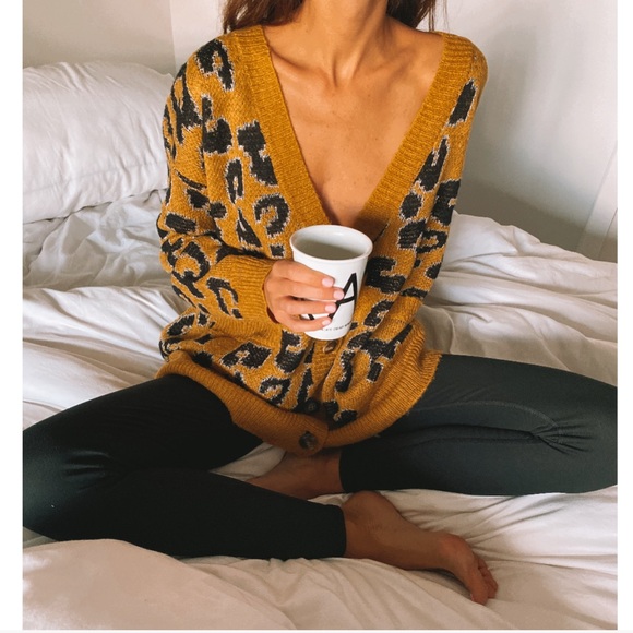 J.O.A. Sweaters - Revolve Metallic leopard print cardigan sweater